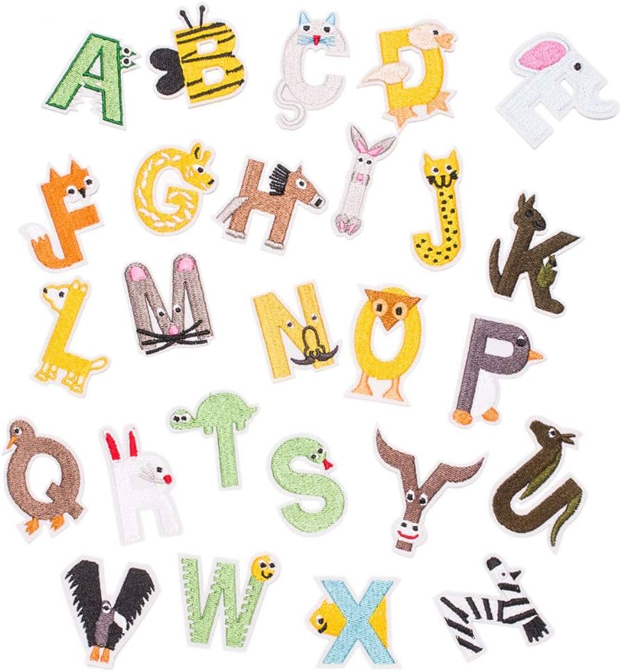 U-Sky Iron on Alphabet Patches, 26pcs Cute Animal Design A to Z Letter Iron-on Patch for Kids Clo... | Amazon (US)