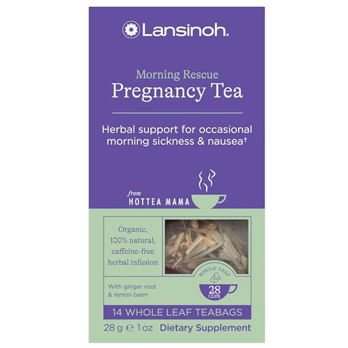 Lansinoh + HotTea Mama Morning Rescue, Pregnancy Morning Sickness Relief Tea, Lemon & Ginger, Caffeine-Free, Sugar-Free, Essentials for Pregnant Women, Includes 14 Tea Sachets | Amazon (US)