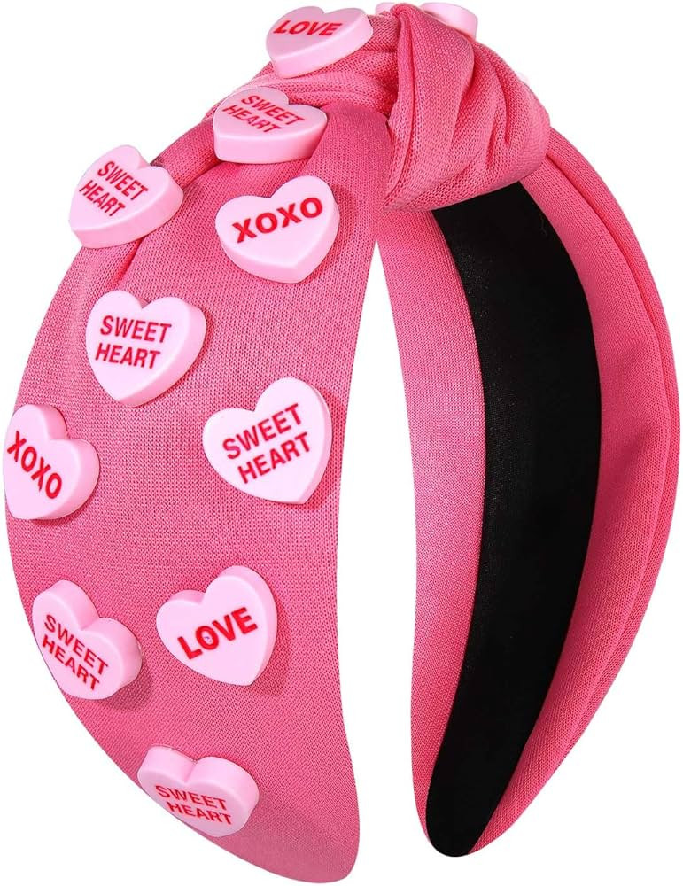 Heart Headband for Women Valentine's Day Knotted Headband Beaded Rhinestone Heart Hairband Crysta... | Amazon (US)