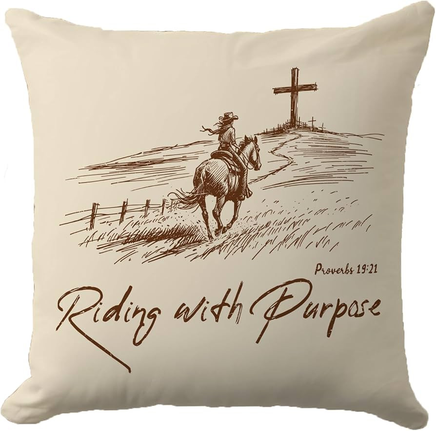 Vintage Easter Pillow Cover 18x18 Inch – Christian Cowboy Throw Pillow Case with Cross and Hors... | Amazon (US)