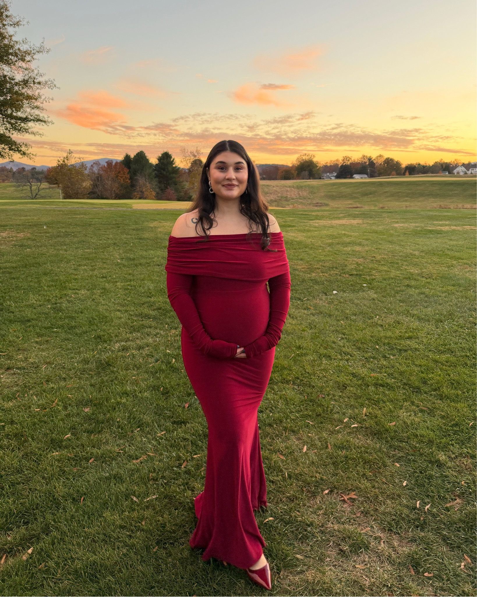 Burgundy wedding guest dress- wearing size 10. It’s very comfy and stretchy material that looks chic! 
Maternity wedding guest 
Maternity gown 


#LTKShoeCrush #LTKWedding