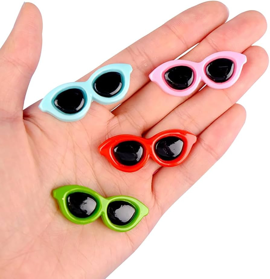 50 Pcs Mini Resin Sunglasses Charms, 3D Cute Craft Charms, Small Embellishments for Cell Phone Ca... | Amazon (US)