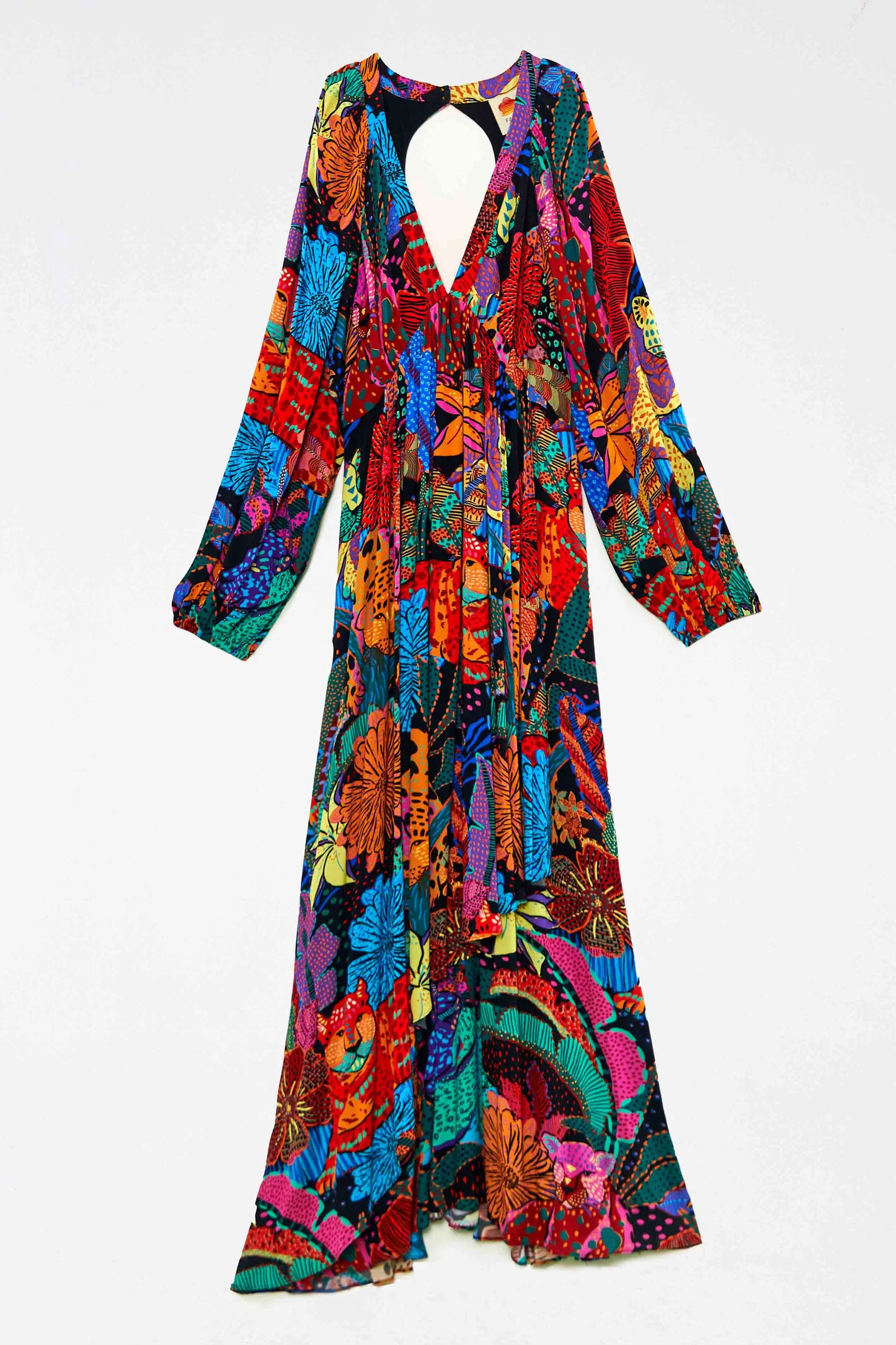 Black V Neck Dress | Cool Leopards Print & Maxi Length | FarmRio (US)