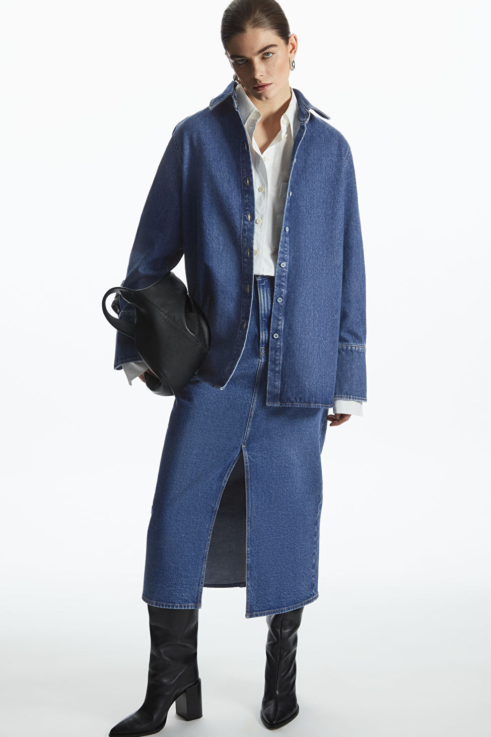 FRONT-SLIT DENIM MIDI SKIRT | COS (EU)