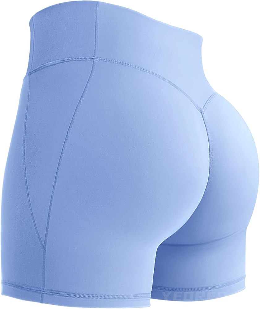 YEOREO Hoida High Waisted Workout Shorts for Women Hidden Scrunch Tummy Control Gym Shorts with C... | Amazon (US)