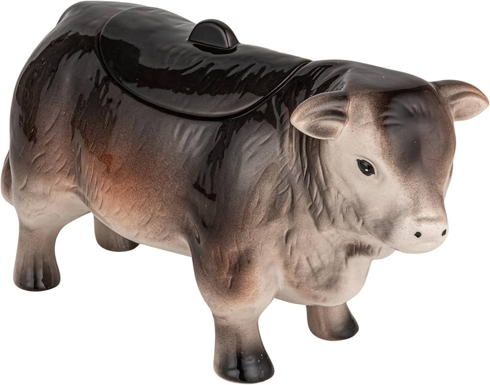 Creative Co-Op Vintage Ceramic Cow Shaped Cookie Jar, Brown | Amazon (US)