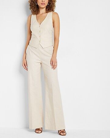 Two Piece Set: Linen-blend Vest + Wide Leg Trouser Pant | Express