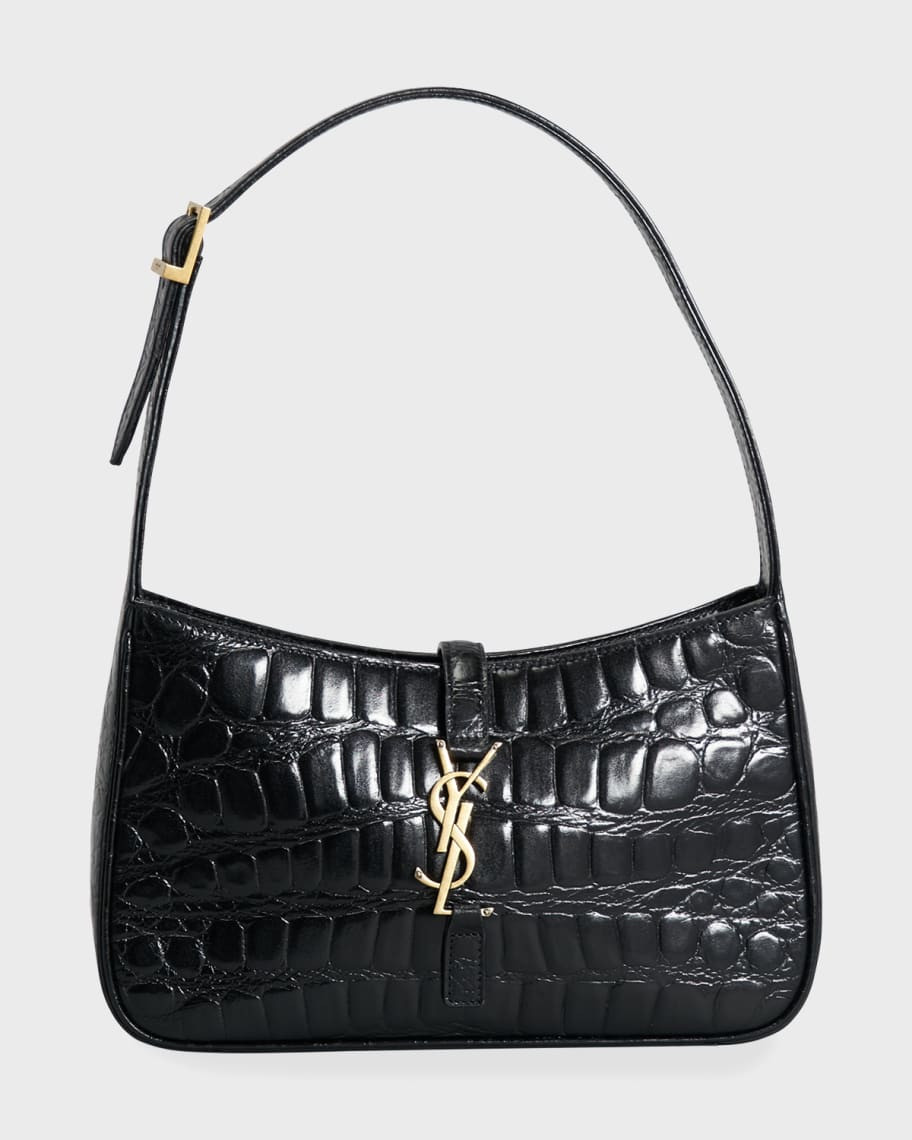 Le 5 A YSL Croc-Embossed Hobo Shoulder Bag | Neiman Marcus