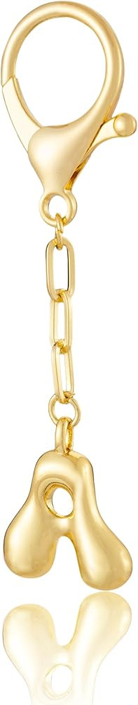 Initial Keychain Bag Charm for Women, 14K Gold Stylish Alphabet Key Ring with Letter, Wallet Pend... | Amazon (US)
