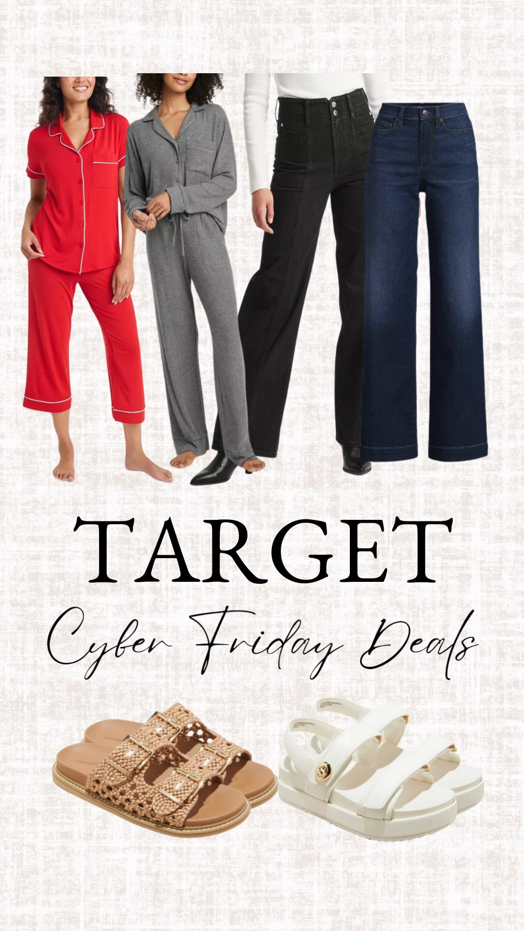 Comfy PJs, classic denim, and chic sandals—all on sale for Cyber Friday at Target. Stock up on staples you’ll wear all year, without breaking the bank. Who doesn’t love a great deal? 

 #LTKGiftGuide #LTKHoliday #LTKStyleTip