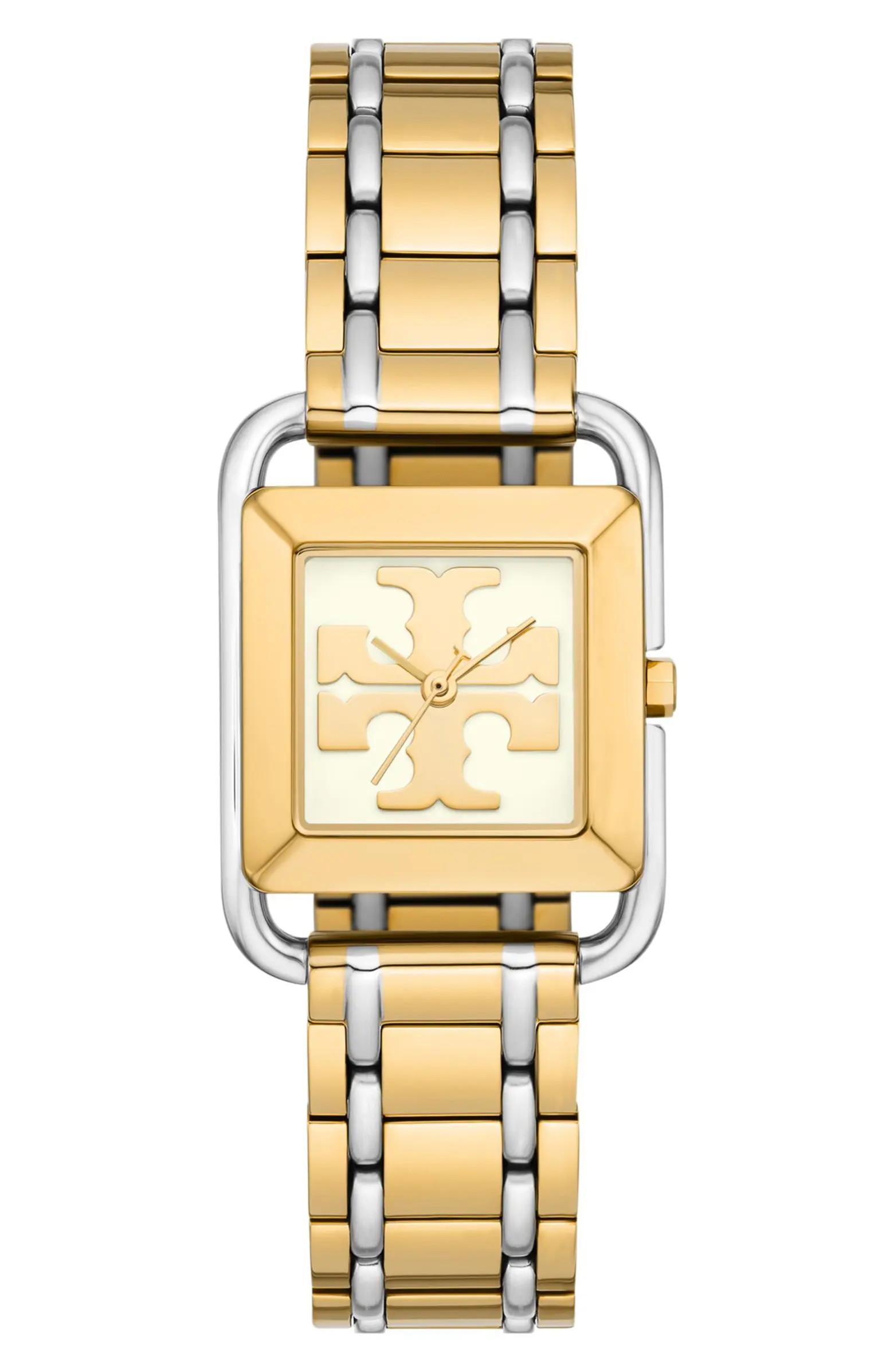 Tory Burch The Miller Square Two-Tone Bracelet Watch, 30mm | Nordstrom | Nordstrom