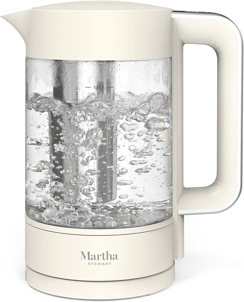Martha Stewart  Electric Kettle with Removable Stainless Steel Tea Infuser, Glass Carafe ... | Amazon (US)