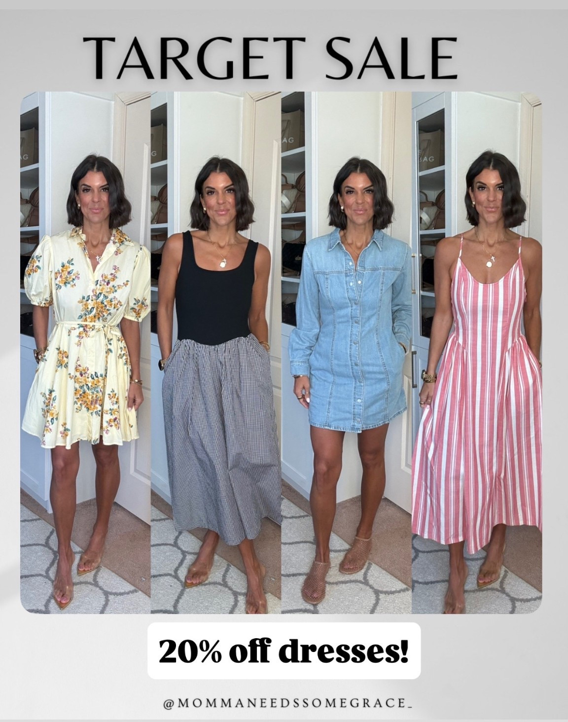 Target dresses are 20% off with week! Size xs in all except denim dress. Size 2 in that one. I’m 5’5 for reference 

#LTKSaleAlert #LTKSeasonal #LTKootd