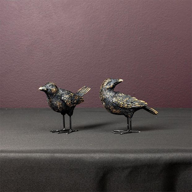Shadow Perch Crow Taper Holder Set of 2 | Antique Farm House