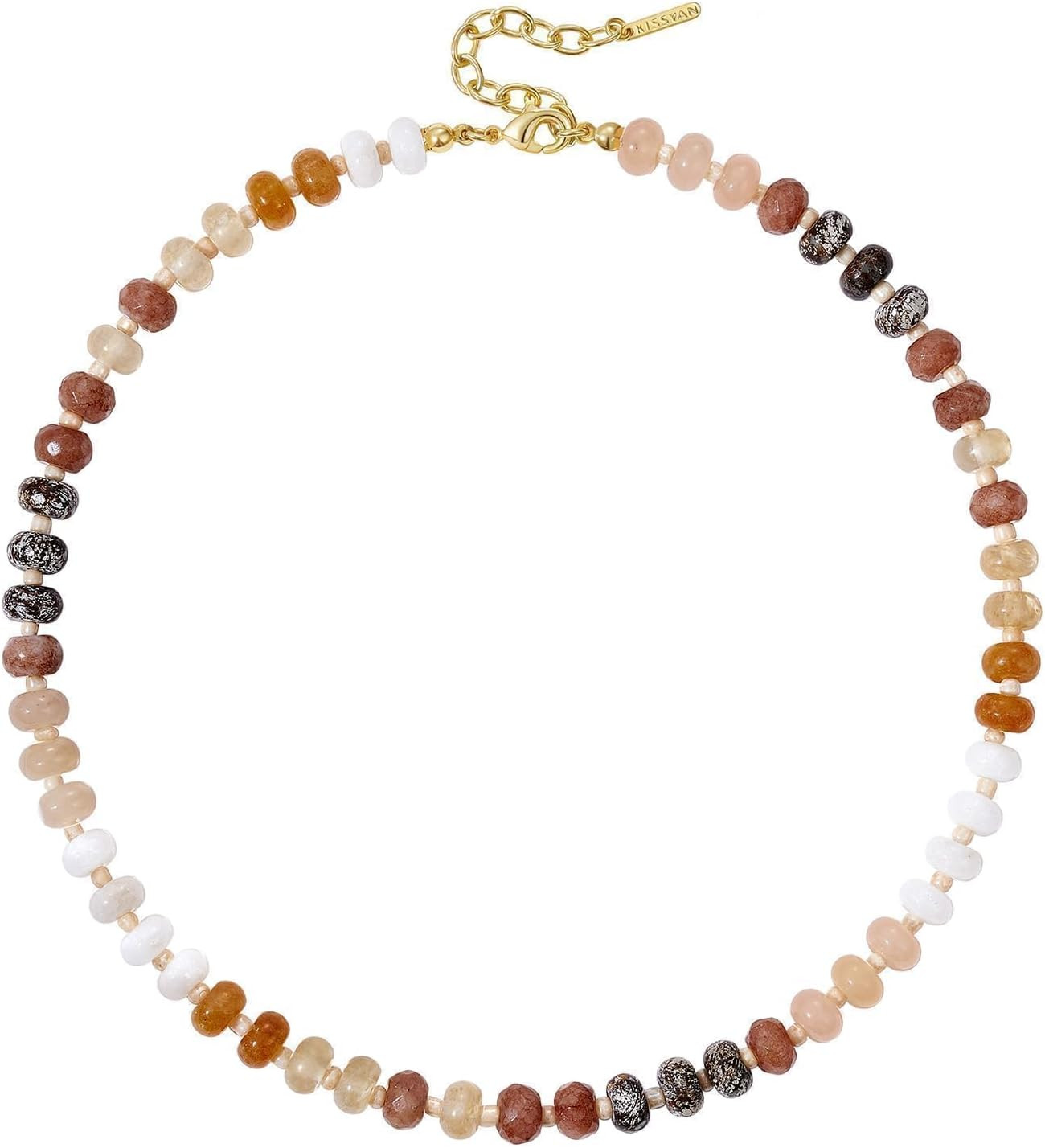 KissYan Beaded Necklaces for Women, Gemstone Bead Handmade Choker | Amazon (US)