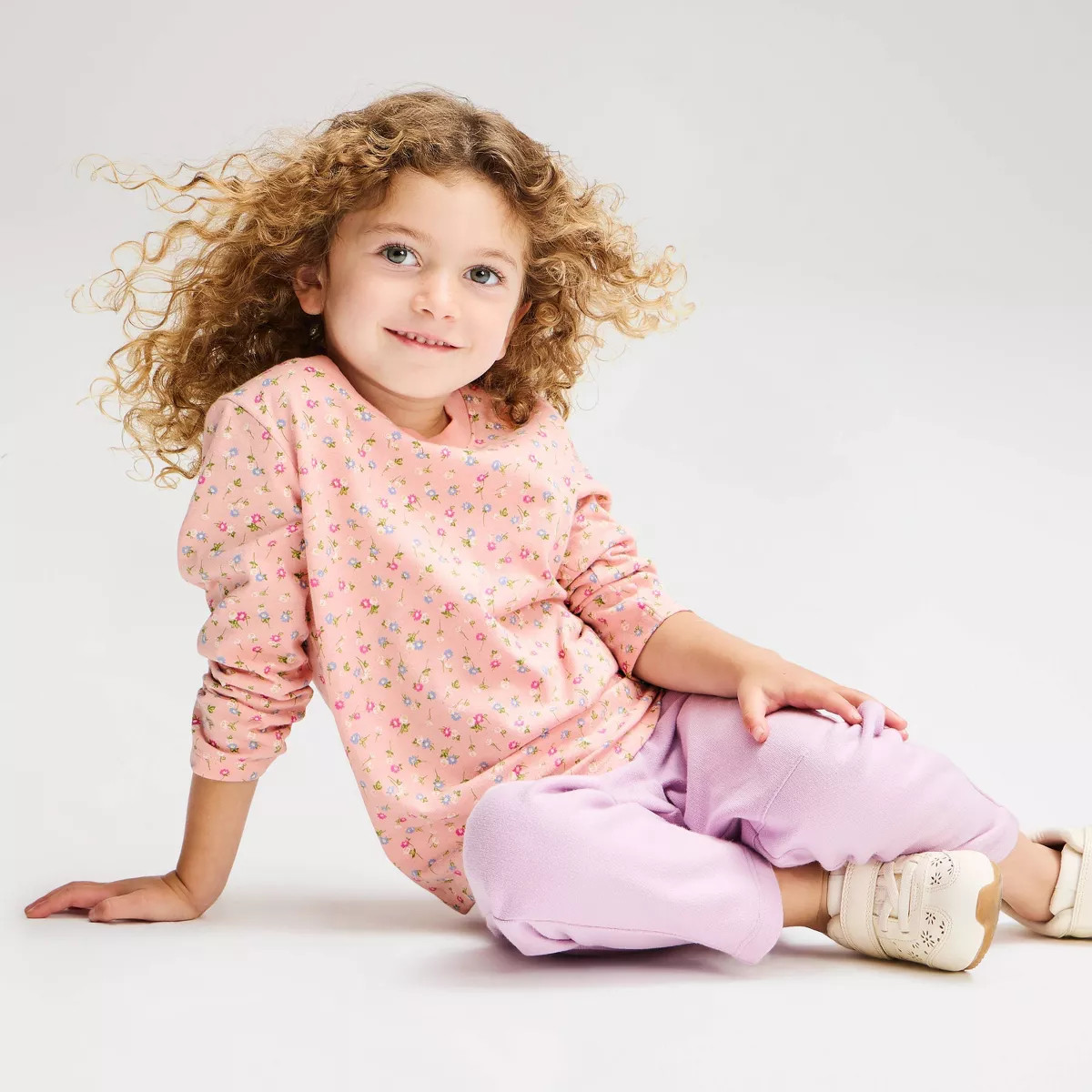 Toddler Girls' Long Sleeve Floral Classic T-Shirt - Cat & Jack\u2122 Pink 5T | Target