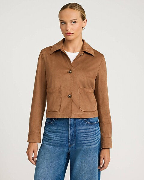 Faux Suede Patch Pocket Jacket | Express