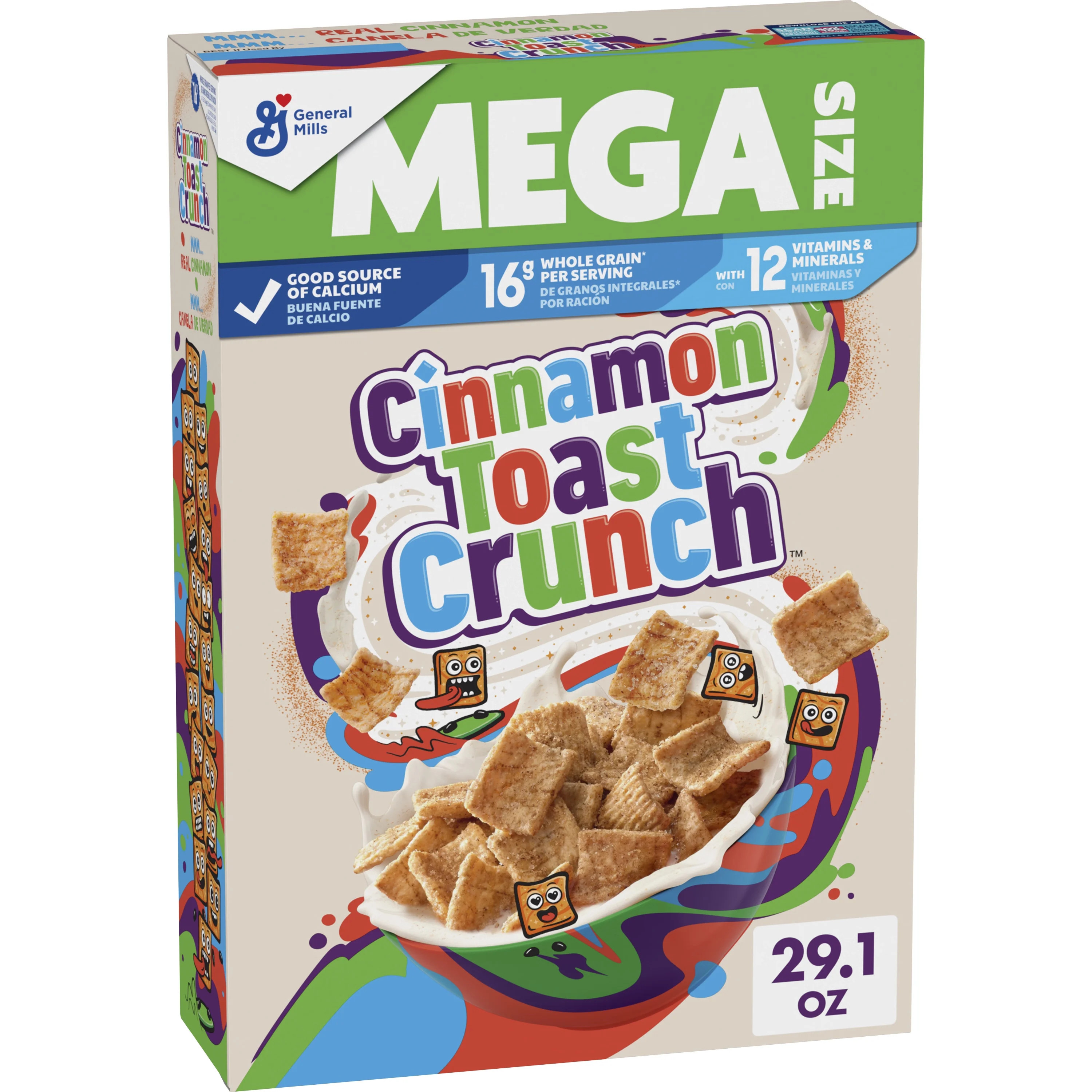 Cinnamon Toast Crunch Breakfast Cereal, Crispy Cinnamon Cereal, Mega Size, 29.1 oz | Walmart (US)