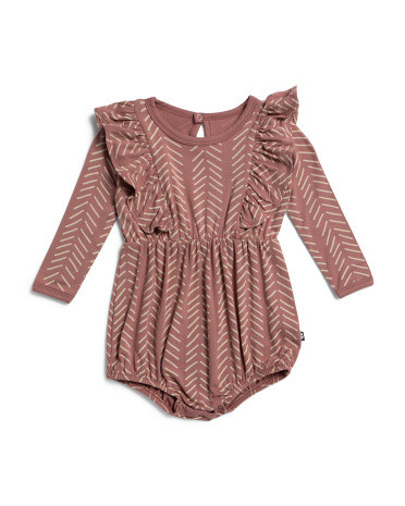 Infant Girls Long Sleeve Herringbone Bubble Romper | TJ Maxx