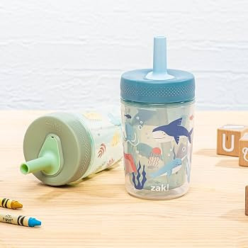 Zak Designs Dino and Bubble Bay Capri 9oz Leak-Proof Toddler Cups, 2-Pack | Amazon (US)
