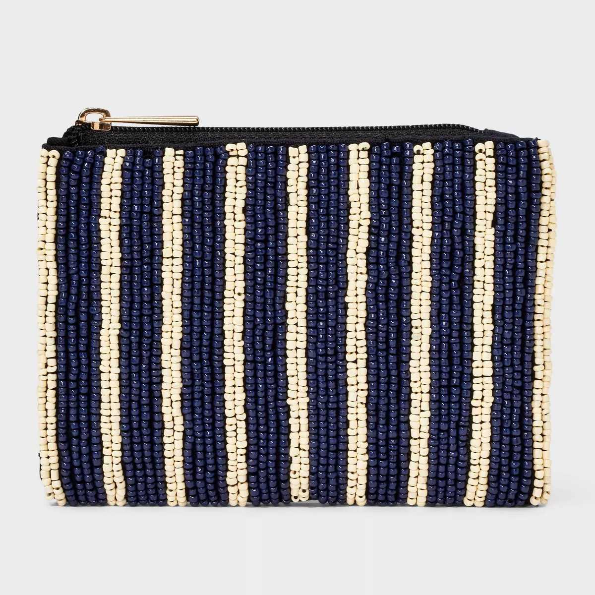 Beaded Striped Zip Pouch - A New Day™ White/Blue | Target