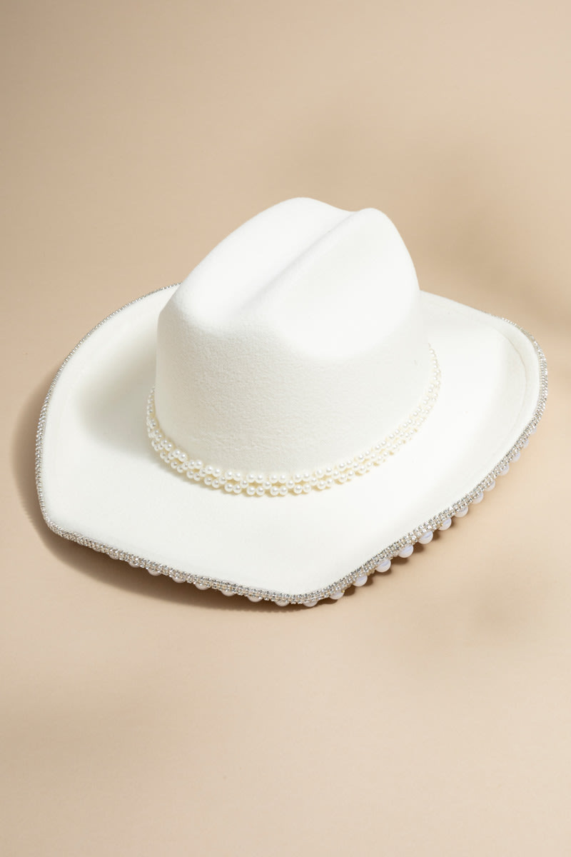 Denise Pearl Embellished Cowboy Hat | Francesca's
