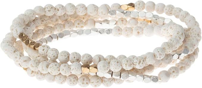 Scout Curated Wears - Women's Stone Wrap Bracelet & Necklace - White Lava - Stone of Strength | Amazon (US)
