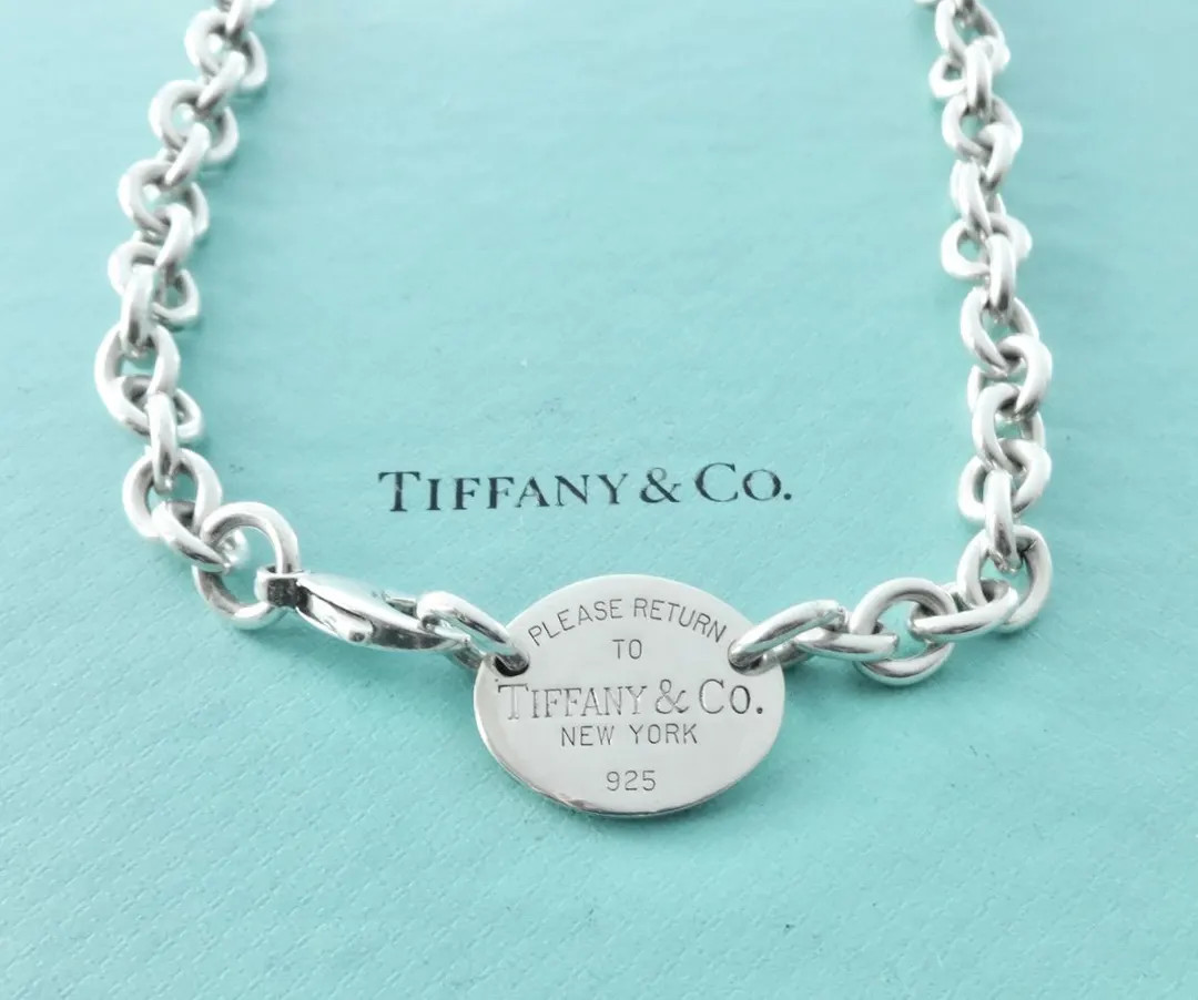 Authentic Return to Tiffany Oval Tag Necklace Sterling Silver Tiffany & Co. Choker Necklace - Ets... | Etsy (US)