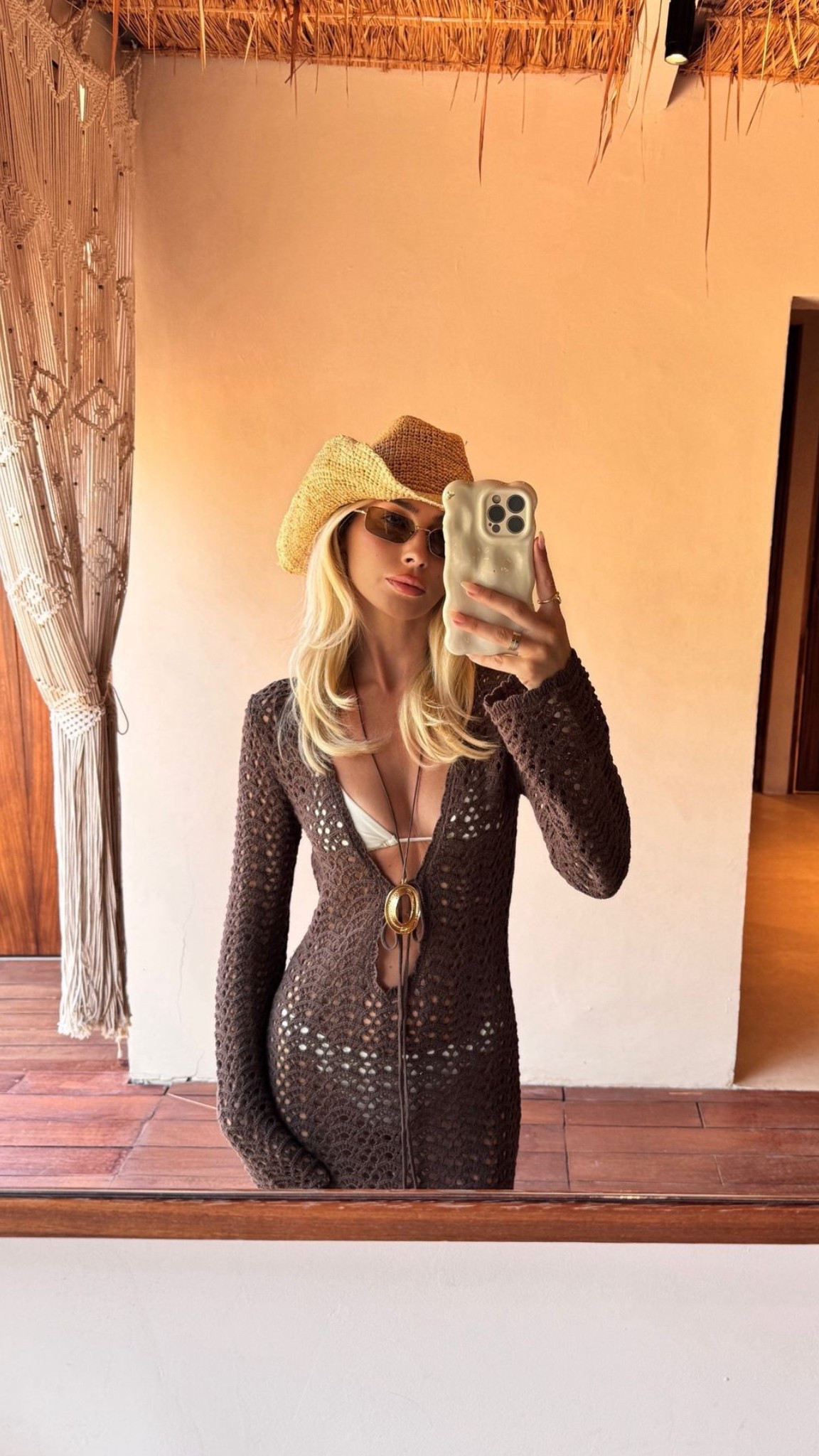 Mango brown crochet maxi dress, Zara cream bikini, Monday Swimwear straw cowboy hat, Prada sunglasses 🤎✨

#LTKuk #LTKswimwear #LTKsummer