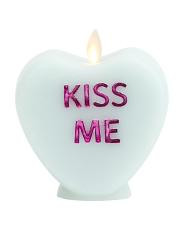 4x4 Unscented Moving Flame Conversation Heart Candle | TJ Maxx