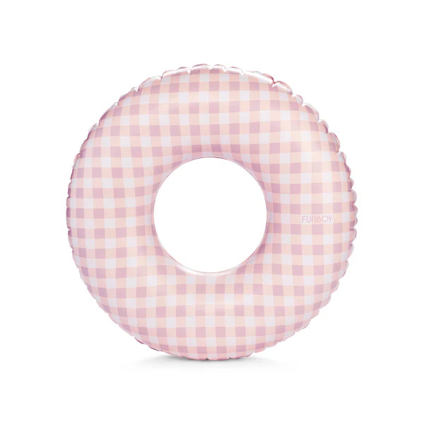 Kids Tube Float Pink Gingham, 34" Diameter | FUNBOY