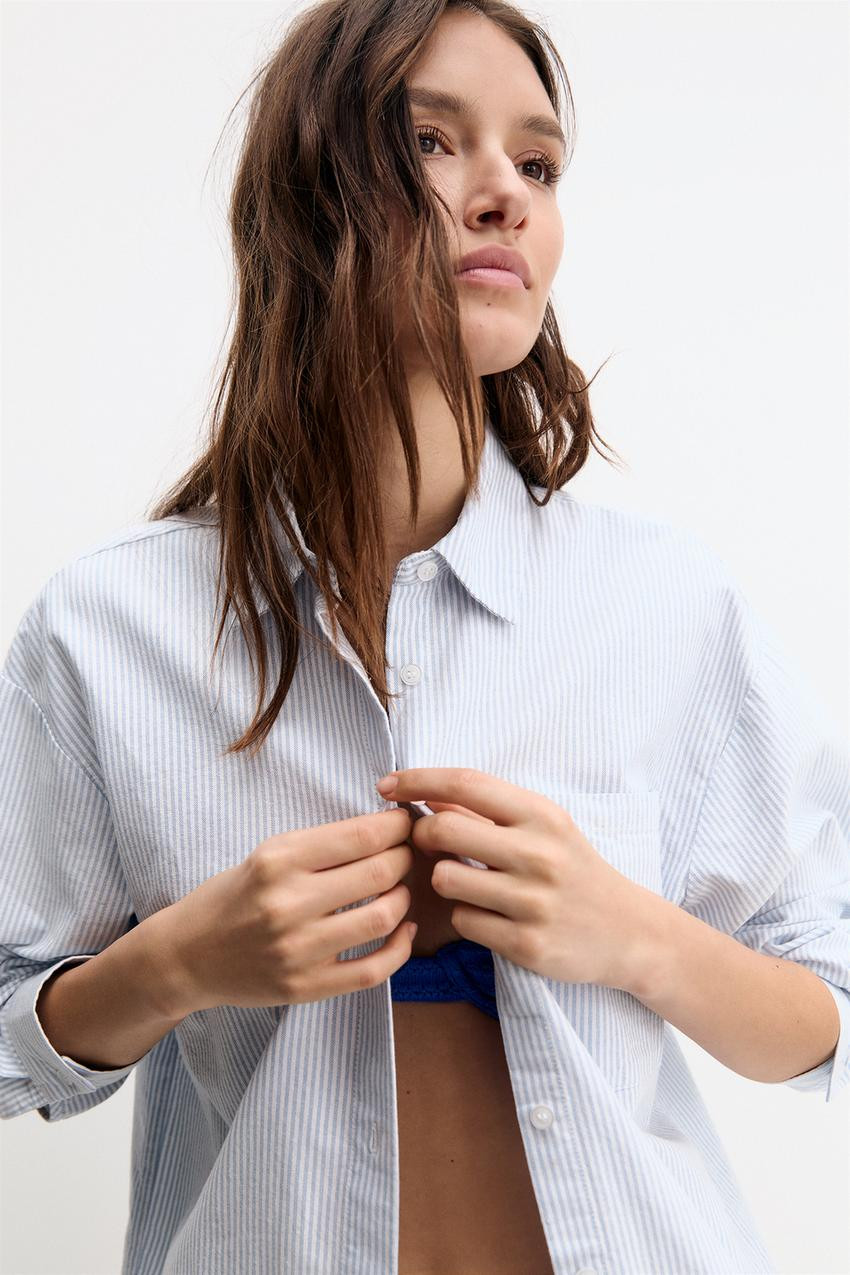 Gestreiftes Hemd mit Tasche vorne | PULL and BEAR DE