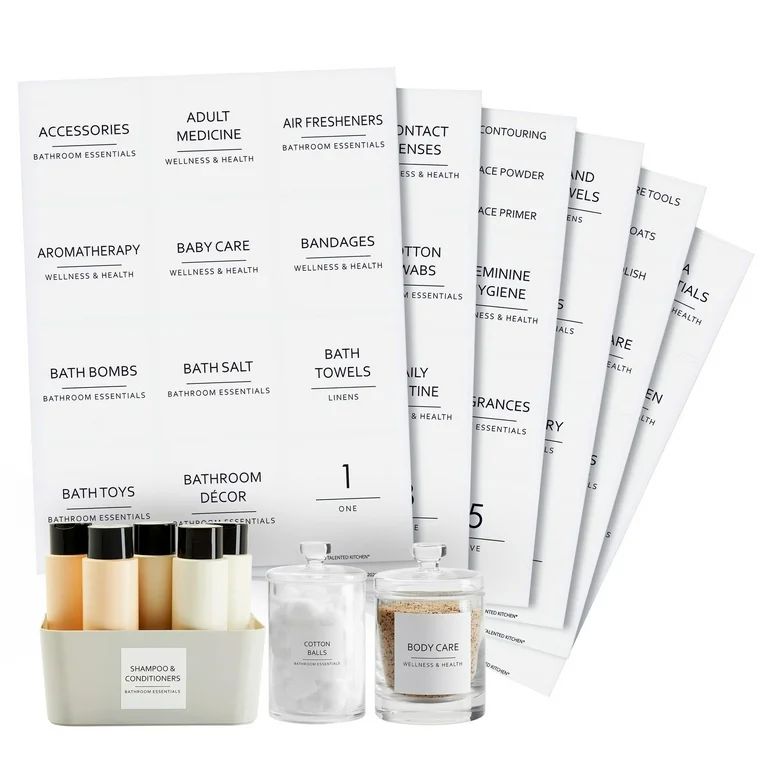 Talented Kitchen 174-Piece Set of Minimalist Bathroom Labels for Organizing Medicine Cabinets, Bl... | Walmart (US)