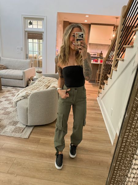 OOTD🤎 Amazon mainly today!! This bodysuit is a solid 10/10 — tons of colors! In the S! And these cargos — OMG. Also several colors // in the S! Happy Tuesday! 

Amazon fashion / affordable style / outfit inspo/ casual / comfy / Holley Gabrielle 

#LTKStyleTip #LTKFindsUnder50 #LTKFindsUnder100