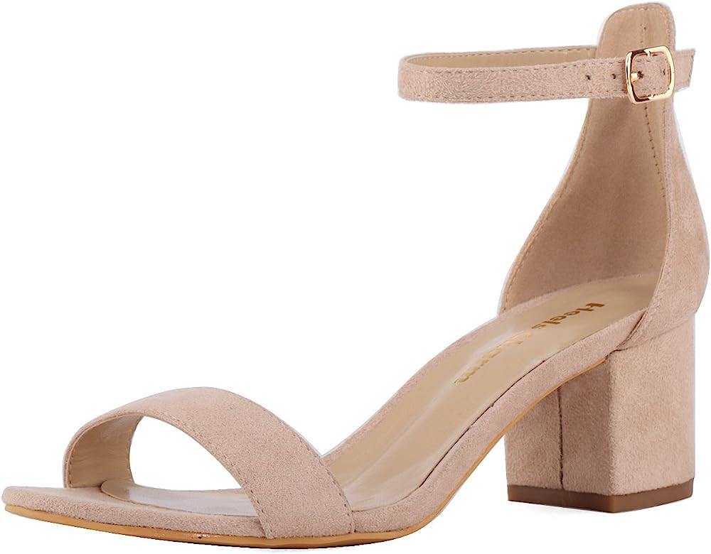 Women's Strappy Chunky Block Low Heeled Sandals 2 Inches Open Toe Ankle Strap High Heel Dress San... | Amazon (US)