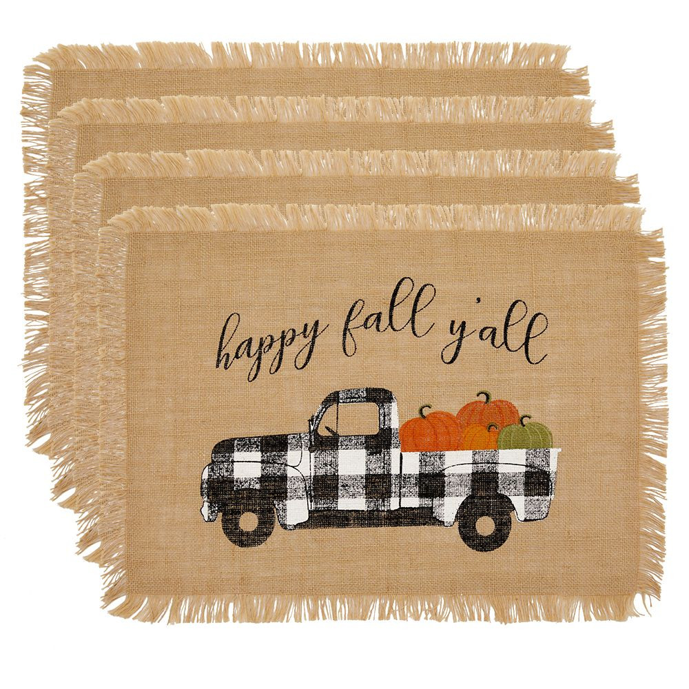 Happy Fall Y'all Farmhouse Burlap Placemat, Set of 4 - 13" x 19" - Elrene Home Fashions | Target