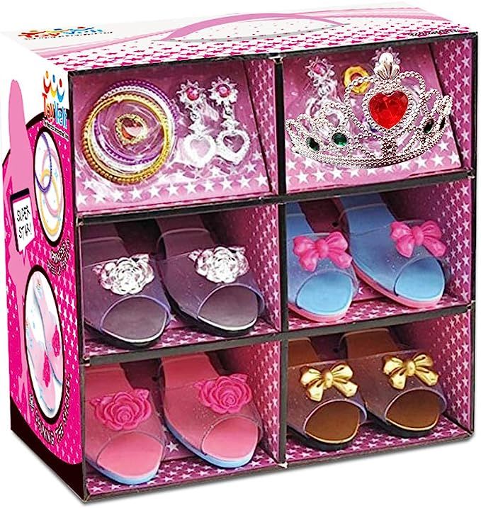 MegaToyBrand Princess Dress Up & Play Shoe and Jewelry Boutique (Includes 4 Pairs of Shoes + Mult... | Amazon (US)