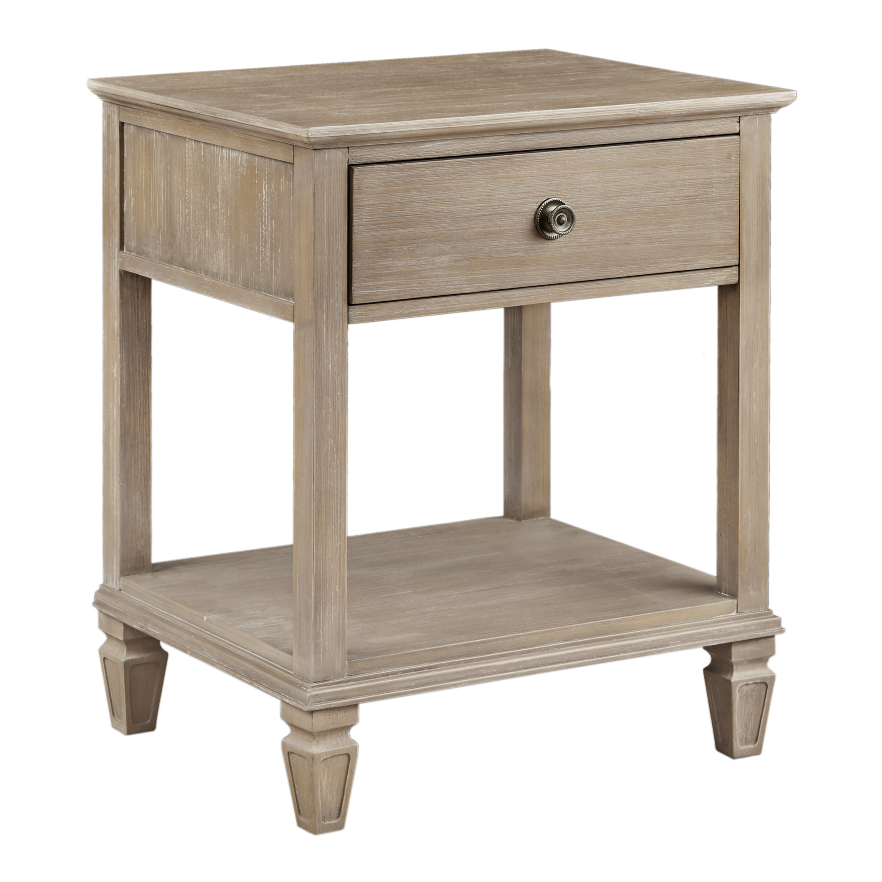Douro Distressed Natural Wood Nightstand with Drawer | World Market