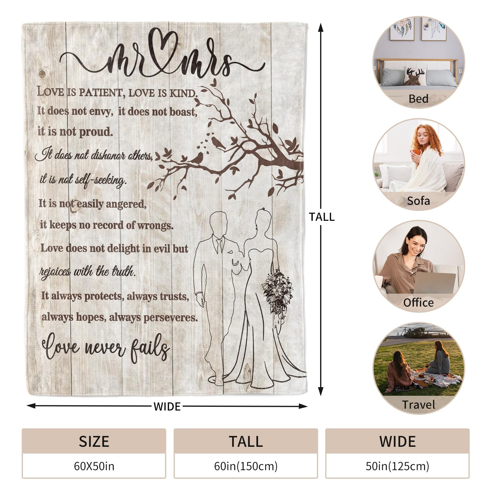 Wedding Gifts for Couples 2025 Soft Blanket, Bridal Shower Gifts for Bride to Be, Anniversary Mr ... | Amazon (US)