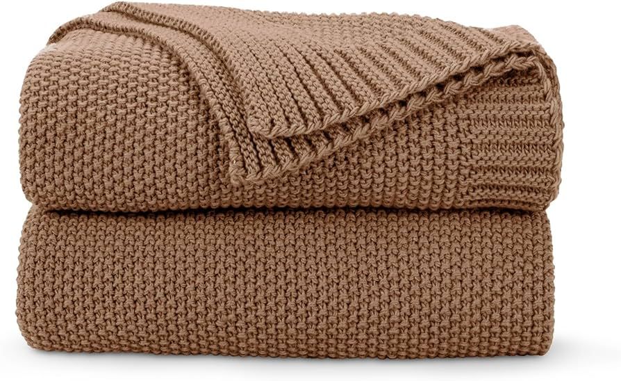 Caramel Brown Throw Blanket for Couch, Soft Cozy Cable Knit Throw Blanket for Bed Sofa Living Roo... | Amazon (US)