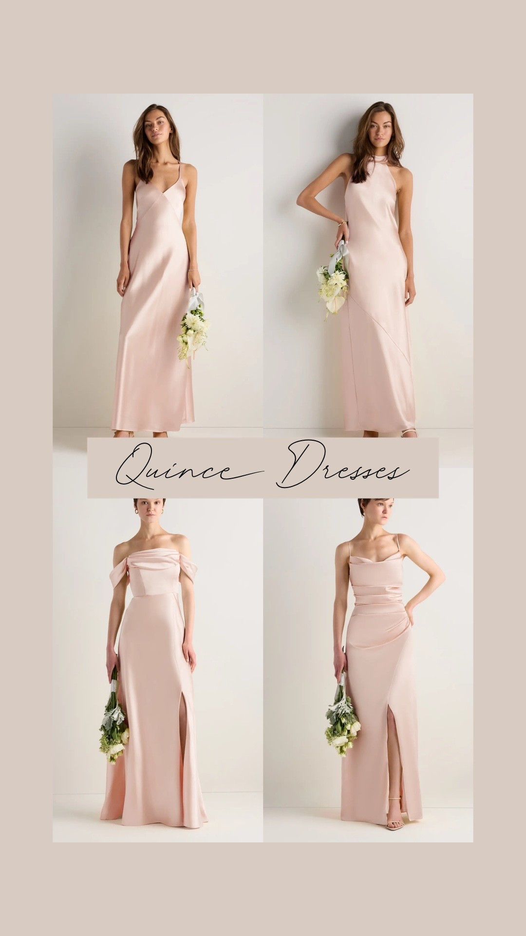 Pale blush pink stretch satin dresses @Quince $80.

Bridesmaid dresses, bridal party dresses, affordable bridesmaids attire, maid of honor dresses, long pink dresses.

#LTKWedding #LTKSeasonal