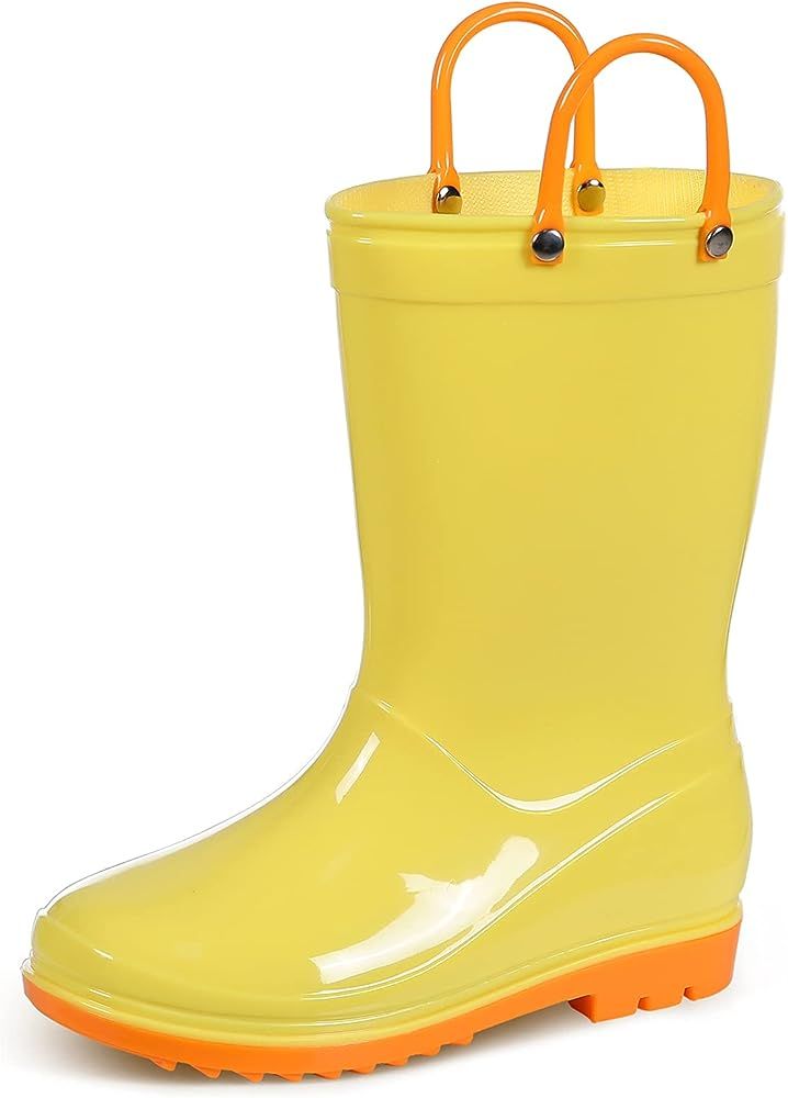 Litfun Toddler Kids Rain Boots for Boys Girls Lightweight Waterproof Rain Boots with Easy on Handles | Amazon (US)