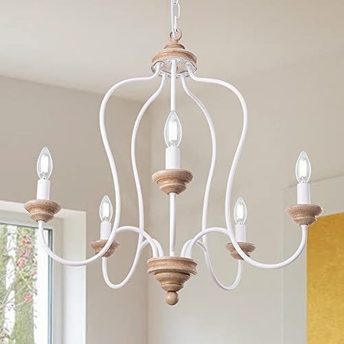 Tochic Coastal Chandelier,Hanging French Country Pendant Lighting for Living Room, 5 Lights Candl... | Amazon (US)