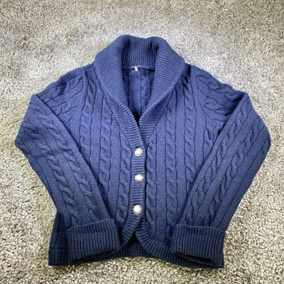 Free People Womens Chunky Knit Cardigan Blazer Sweater Size M Navy Wool Blend | eBay US