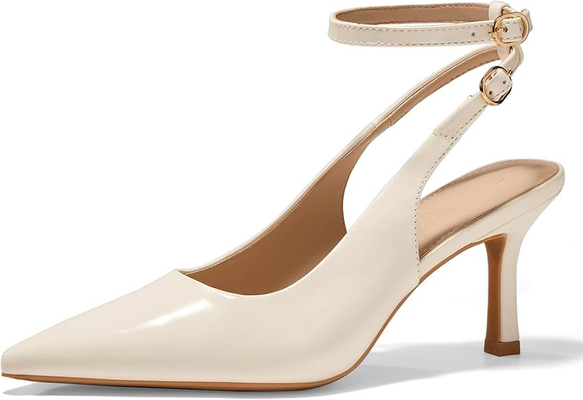 Womens Pointed Toe High Heels Slingback Stiletto Ankle Strap Pumps Dress Shoes | Amazon (US)