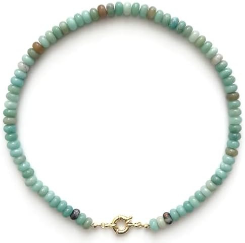 Beaded Necklaces for Women, Colorful Gemstone Bead Boho Choker, Natural Stone Handmade Fashion Su... | Amazon (US)