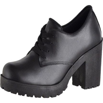 Sapato Feminino Tratorado Salto Médio Oxford Preto Pelica | Dafiti (BR)