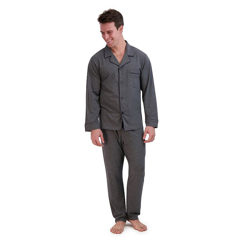 Men's Hanes® Knit Pajama Shirt & Pajama Pants Set, Size: Medium, Grey Heather | Kohl's