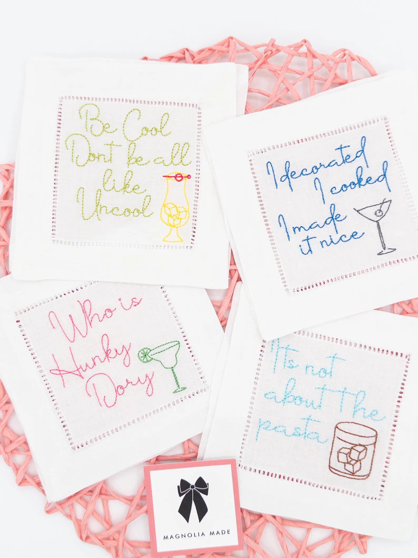 Embroidered Cocktail Napkins - Bravo Quotes | Etsy (Global)