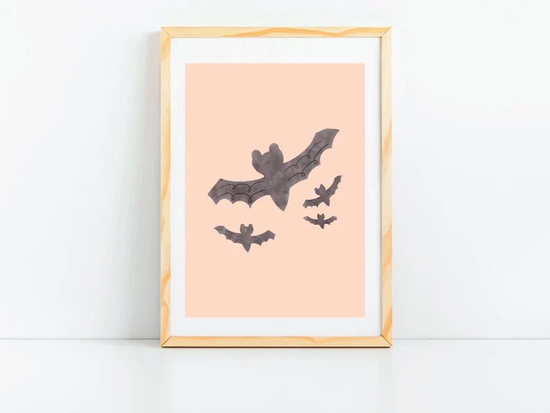 Halloween Flying Bat Art Halloween Wall Decor Black Bat - Etsy | Etsy (US)